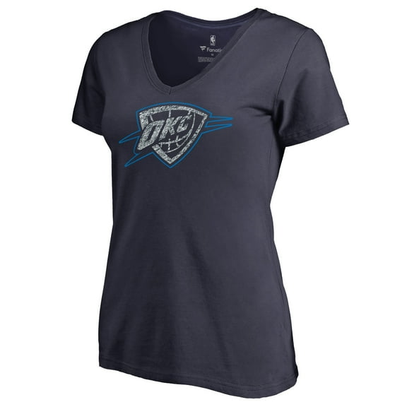 Women's Navy Oklahoma City Thunder Static Logo V-Neck T-Shirt