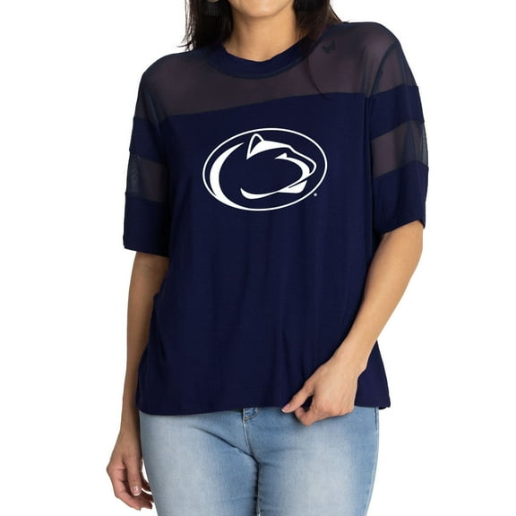 Women's Navy Penn State Nittany Lions Relaxed Avery Power Mesh Fashion Jersey