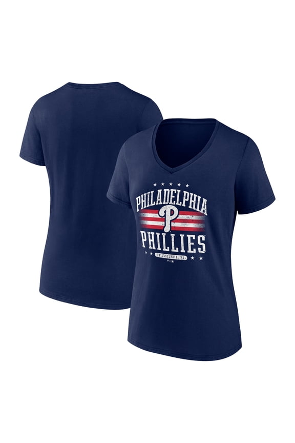 Women's Navy Philadelphia Phillies Americana Team V-Neck T-Shirt