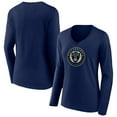 thumbnail image 1 of Women's Navy Philadelphia Union Official Logo Long Sleeve V-Neck T-Shirt, 1 of 3