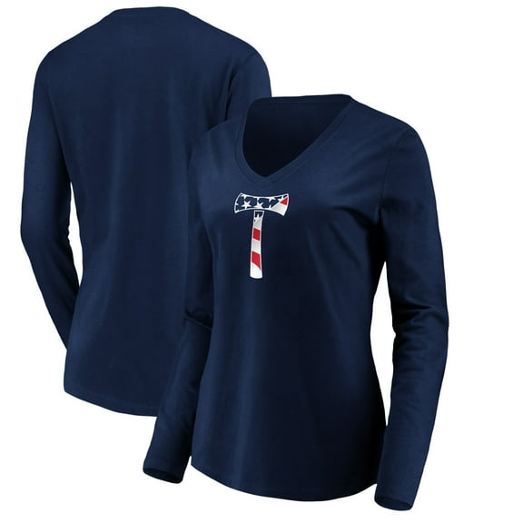 Women's Navy Portland Timbers Banner Wave Long Sleeve V-Neck T-Shirt