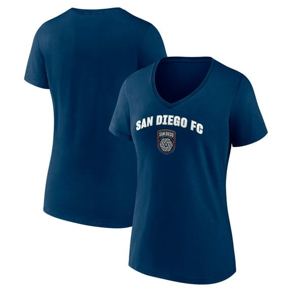 Women's Navy San Diego FC Heart and Soul V-Neck T-Shirt