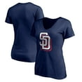 thumbnail image 1 of Women's Navy San Diego Padres Red White and Team V-Neck T-Shirt, 1 of 3