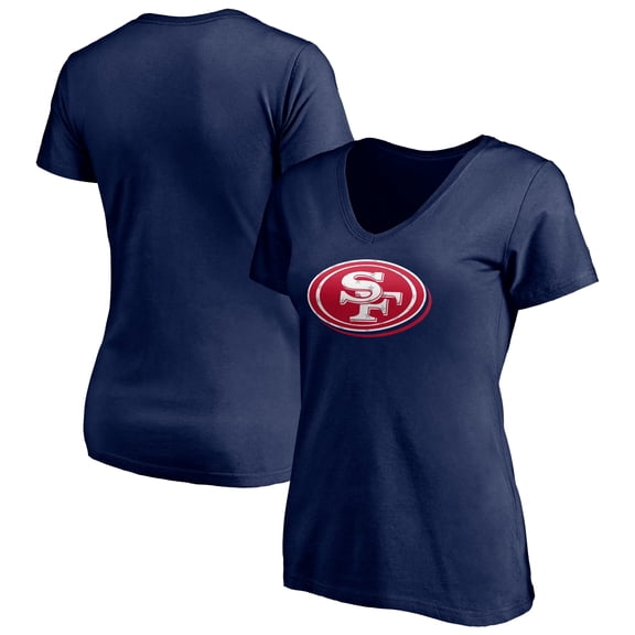 Women's Navy San Francisco 49ers Red White and Team V-Neck T-Shirt