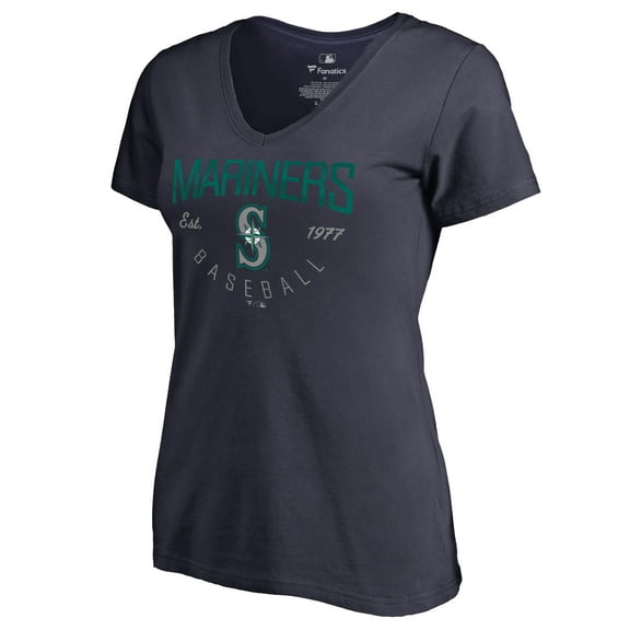 Women's Navy Seattle Mariners Live For It V-Neck T-Shirt