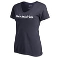 thumbnail image 1 of Women's Navy Seattle Seahawks Wordmark V-Neck T-Shirt, 1 of 3
