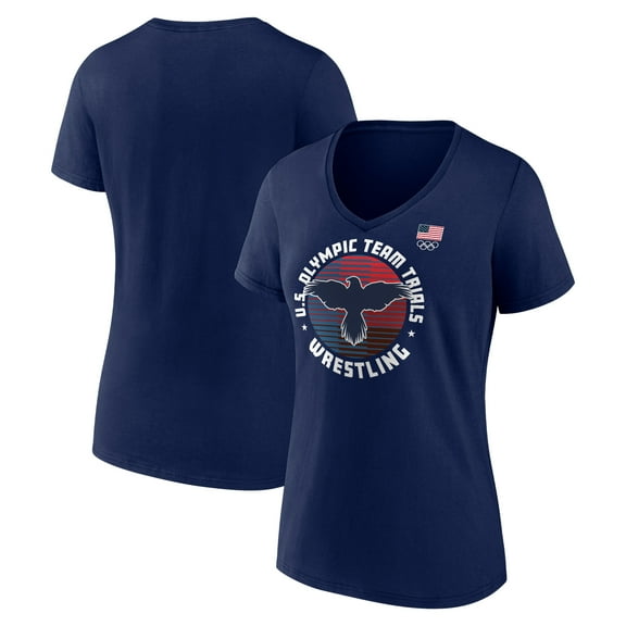 Women's  Navy Team USA U.S. Olympic Team Wrestling Trials Determined Bars V-Neck T-Shirt
