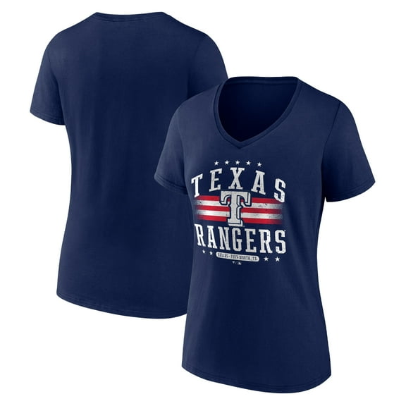 Women's Navy Texas Rangers Americana Team V-Neck T-Shirt