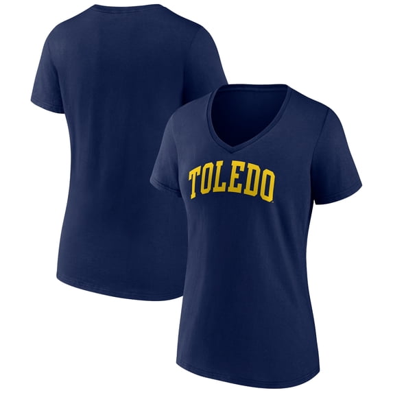 Women's Navy Toledo Rockets Basic Arch V-Neck T-Shirt