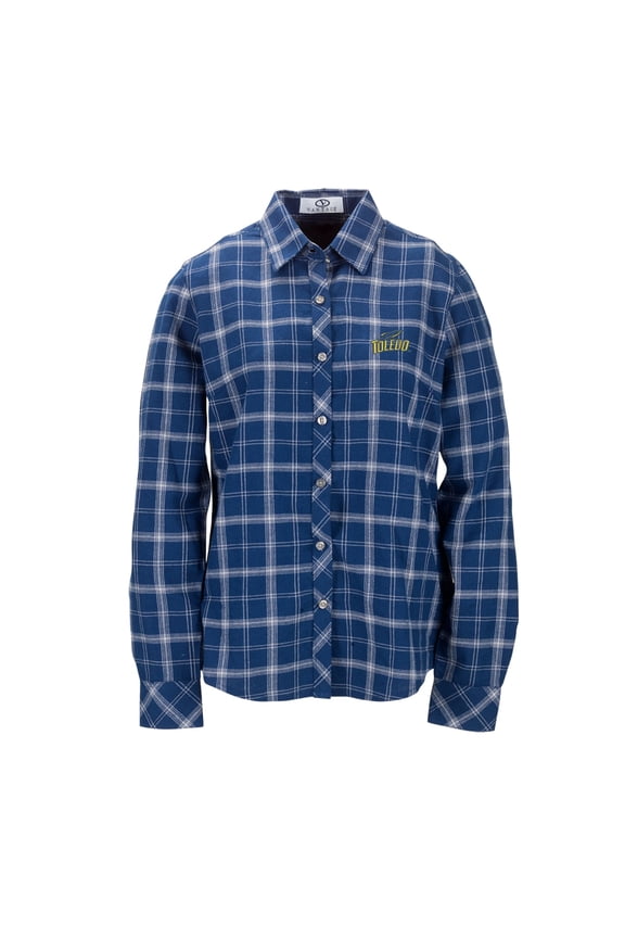 Women's Navy Toledo Rockets Brewer Flannel Button-Down Long Sleeve Shirt