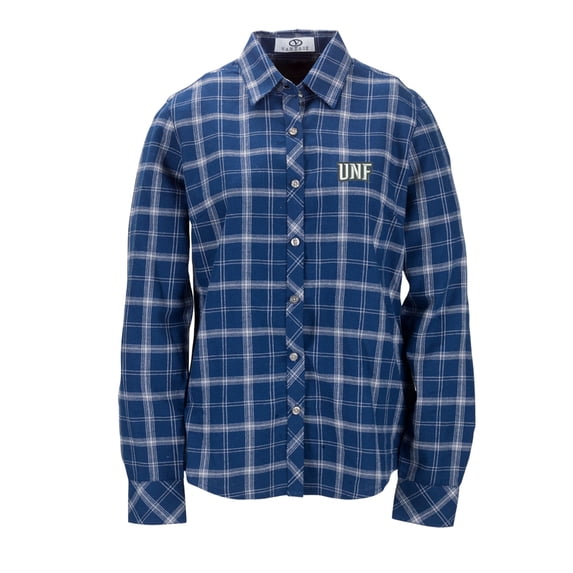 Women's Navy UNF Ospreys Brewer Flannel Button-Down Long Sleeve Shirt