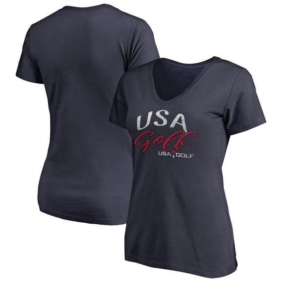 Women's Navy USA Golf Graceful V-Neck T-Shirt