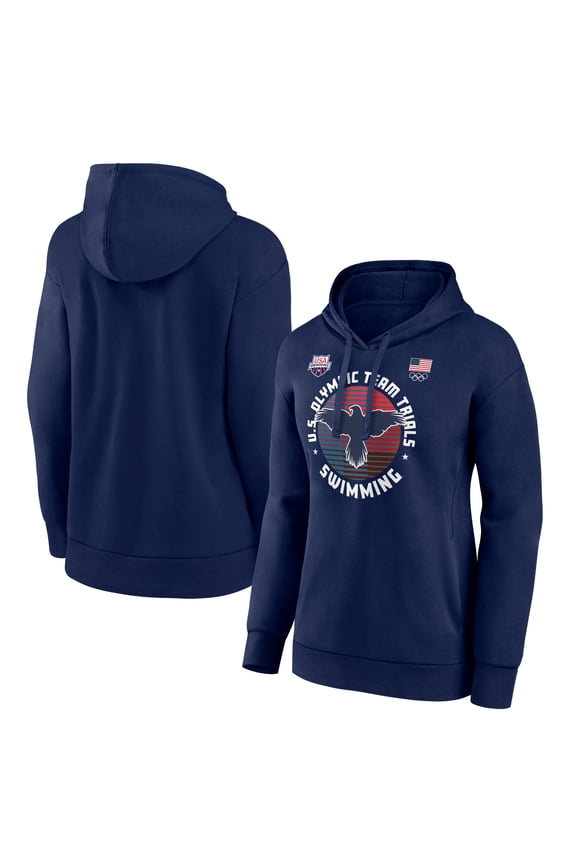 Women's Navy USA Swimming 2024 U.S. Olympic Team Trials Floating Bars Pullover Hoodie
