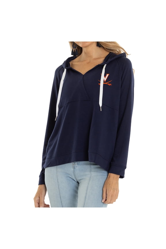 Women's Navy Virginia Cavaliers Christine Cross Front Tri-Blend Pullover Hoodie