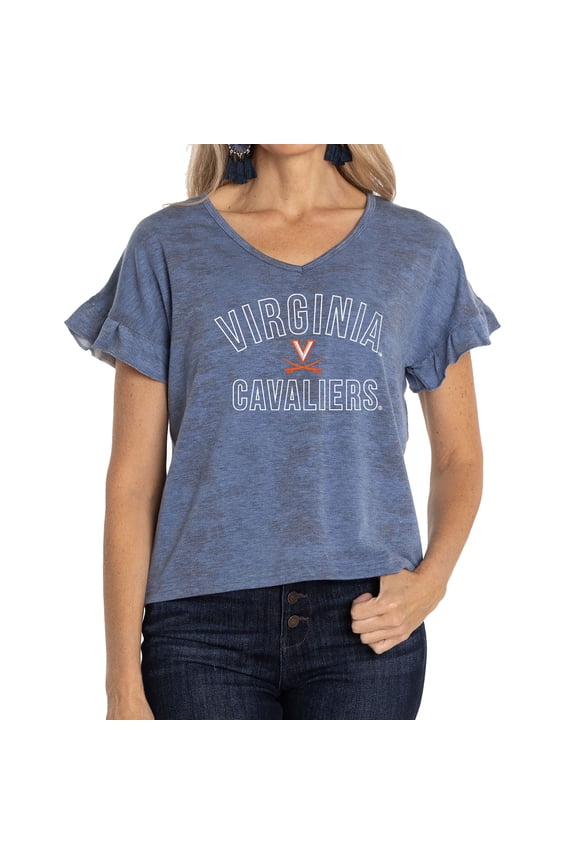Women's Navy Virginia Cavaliers Daisy Tri-Blend V-Neck T-Shirt