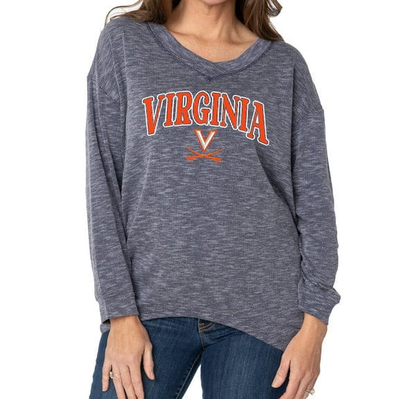 Women's Navy Virginia Cavaliers Oversized Bailey Long Sleeve V-Neck Tri-Blend Tunic