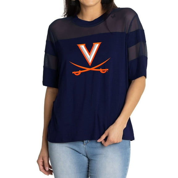 Women's Navy Virginia Cavaliers Relaxed Avery Power Mesh Fashion Jersey