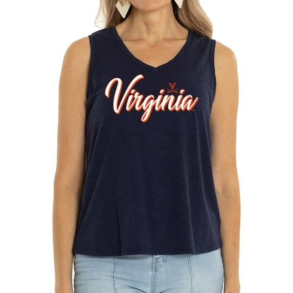 Women's Navy Virginia Cavaliers Sloan Slub V-Neck Tank Top