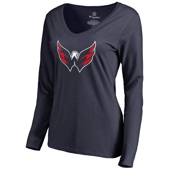 Women's Navy Washington Capitals Primary Logo Long Sleeve T-Shirt