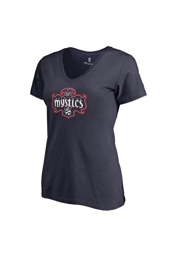 Women's Navy Washington Mystics Primary Logo V-Neck T-Shirt