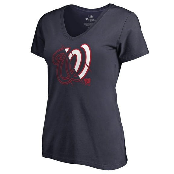 Women's Navy Washington Nationals X-Ray V-Neck T-Shirt