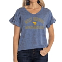 Women's Navy West Virginia Mountaineers Daisy Tri-Blend V-Neck T-Shirt