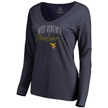 Women's Navy West Virginia Mountaineers Graceful Long Sleeve V-Neck T-Shirt