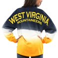 thumbnail image 1 of Women's Navy West Virginia Mountaineers Ombre Long Sleeve Dip-Dyed Spirit Jersey, 1 of 3