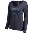 thumbnail image 1 of Women's Navy Winnipeg Jets Graceful Long Sleeve V-Neck T-Shirt, 1 of 3