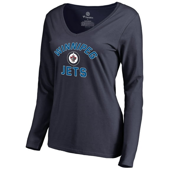 Women's Navy Winnipeg Jets Overtime Long Sleeve T-Shirt