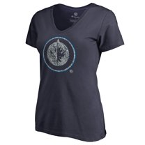 Women's Navy Winnipeg Jets Static Logo V-Neck T-Shirt