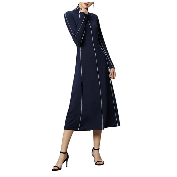 Women's Neck Europe And The United States Casual Fashion Solid Color Dress Border A Line Skirt Plus Size Skirt Short plus Size Dress plus Size Prom Dresses for Women Casual Fall Dresses for Women