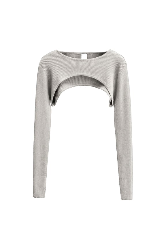 Women's Neck Ribbed Crop Top Pullover Long Sleeve Cropped T-Shirt Casual Boleros Shurgs Streetwear