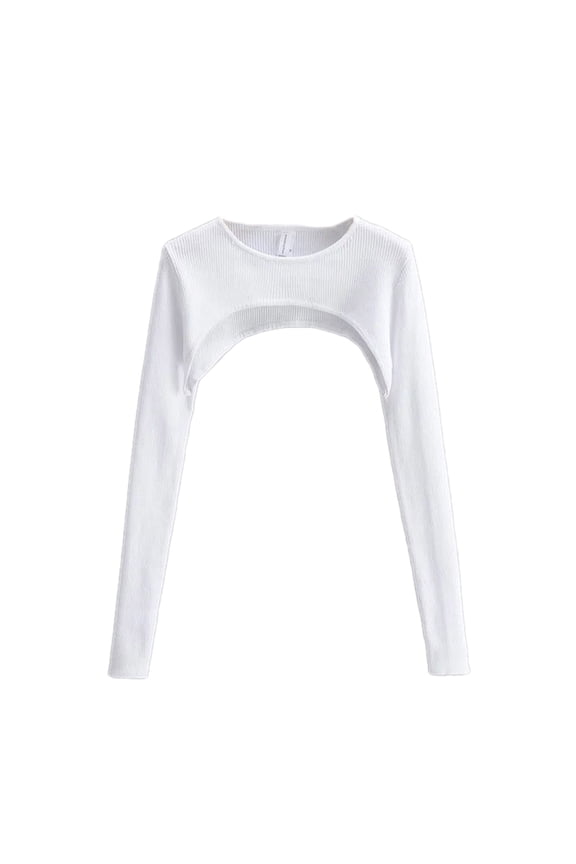 Women's Neck Ribbed Crop Top Pullover Long Sleeve Cropped T-Shirt Casual Boleros Shurgs Streetwear