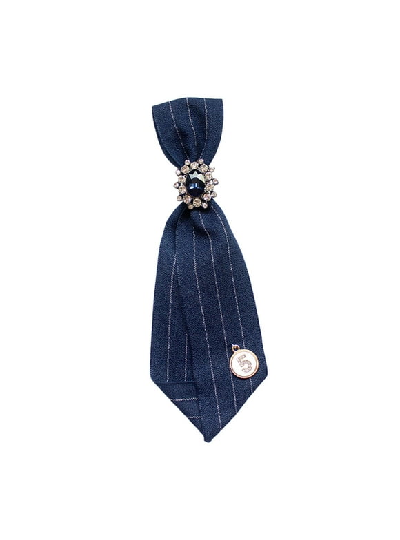 Women's Neck Tie Silky Retro Style Smooth Bow Tie for Blouse Student Wedding blue