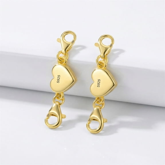 Women’s Necklace Clasps , 925 Sterling Silver 14K Gold Plated Extender with Clasps, Jewelry Connector for Bracelets(2Pcs)