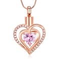 thumbnail image 1 of Heart Urn Necklace for Ashes Cremation Jewerly, Double Heart Birthstone Crystal Pendant Necklace for Women Memorial Jewelry Ashes Keepsake Lockets Holder, 1 of 6