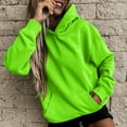 thumbnail image 1 of Women's Neon Green Hoodie Casual Long Sleeve Pullover with Front Pocket, Comfortable and Stylish Sweatshirt, 1 of 4