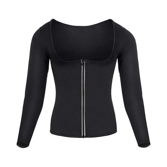 Women's Neoprene Sweat Suit Body Shaper Hot Shirt Long Sleeve Sauna Top for Workout Weight Loss
