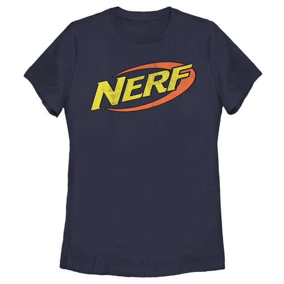 Women's Nerf Vintage Logo  Graphic Tee Navy Blue Small