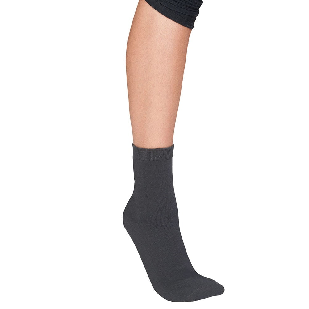 Women's Neuropathy Gel Footbed Crew Socks - Black