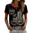 thumbnail image 1 of Women's Never Forget 911 Memorial T Shirt We Will Never Forget 9/11 Tee American Flag Patriotic Shirt, XL, 1 of 3