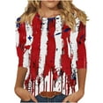 thumbnail image 1 of Women's New 3/4 Sleeve Round Neck Pullover Independence Day Casual Printed Top T-shirt, 1 of 4