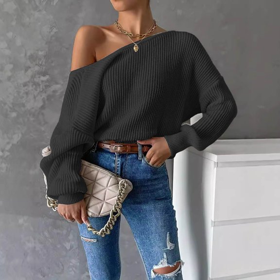 Women's New Backless Sweater Long Sleeved Knit Sweater Woman Sweaters for Women Quarter Zip Combination Quilted Sweater Jacket Pullover Sweatshirt Women Olive Pullover Men Women's Pullover Sweaters