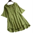 thumbnail image 1 of Women's New Casual Basic Plaid Blouse Top Hooded Shirt Short sleeve Plus Size, 1 of 2