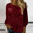 thumbnail image 1 of Women's New Casual Crew Neck Long Sleeve Sleeve Sleeve Loose Sequin Blouse Shirt Sports Tops for Women Ladies Raglan Tees Long Sleeve Travel Shirt Womens Tops Short Sleeve Dressy Western Shirts Women, 1 of 4