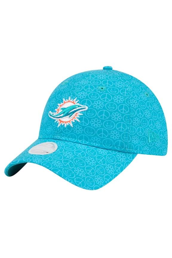 Women's New Era Aqua Miami Dolphins Smiley 9TWENTY Adjustable Hat