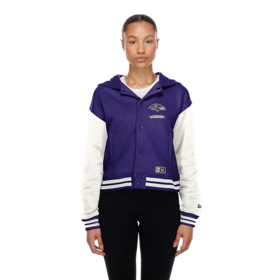 Women's New Era Baltimore Ravens Purple Throwback Full-Snap Hooded Jacket