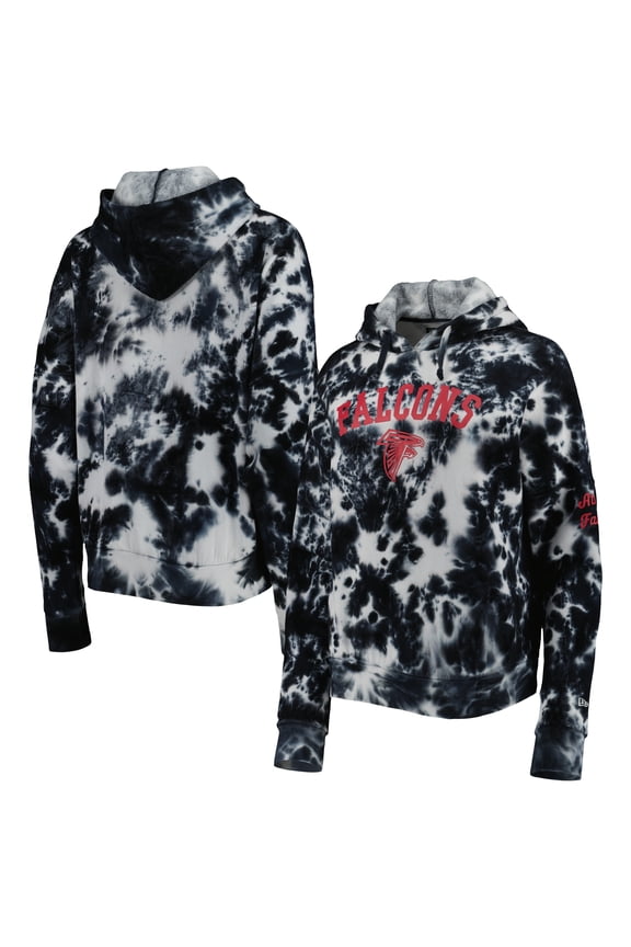 Women's New Era Black Atlanta Falcons Cloud Dye Fleece Pullover Hoodie