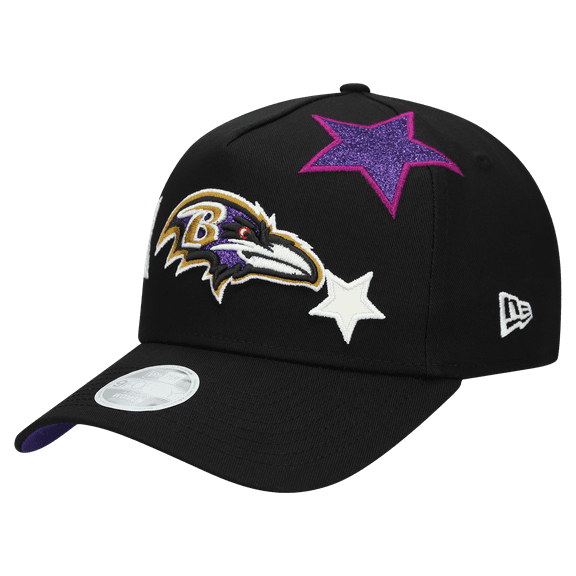 Women's New Era Black Baltimore Ravens Stardom A-Frame 9FORTY Adjustable Hat